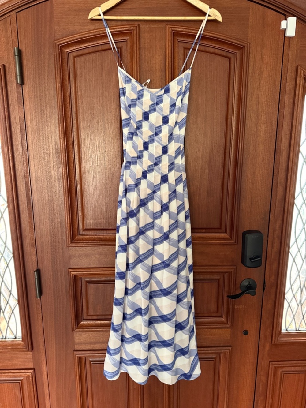 Banana Republic Blue and White Geometric Maxi Dress
